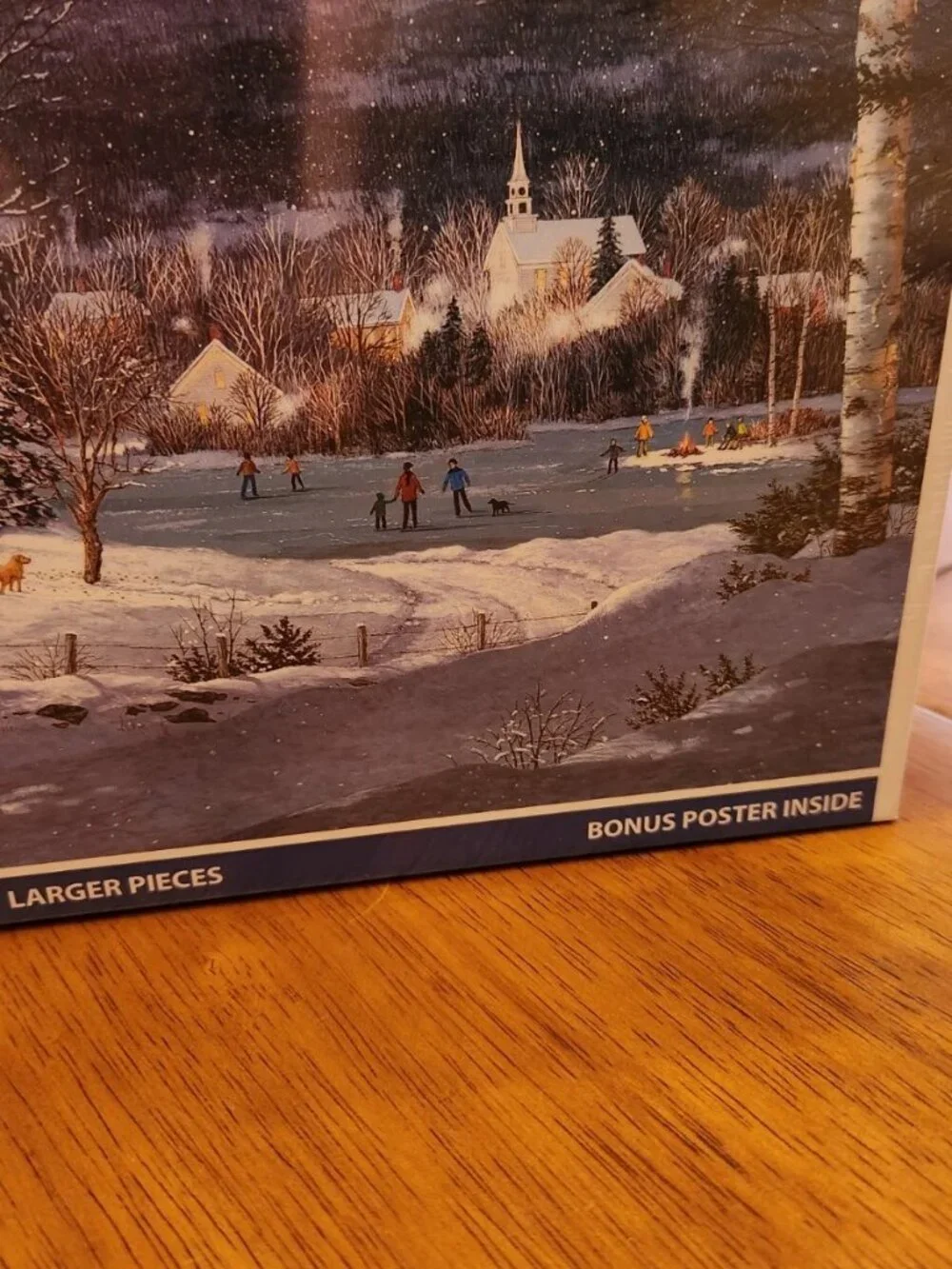 White Mountain Ice Skating Party 1000 pc Winter Larger Piece Puzzle Sealed NEW